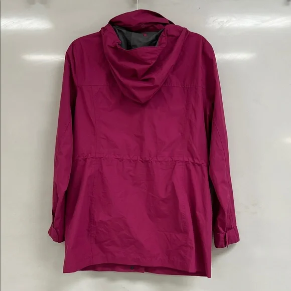 Lands’ End Pink Waterproof Rain Jacket Hooded Utility Coat Size M 10-12 - Picture 3 of 6